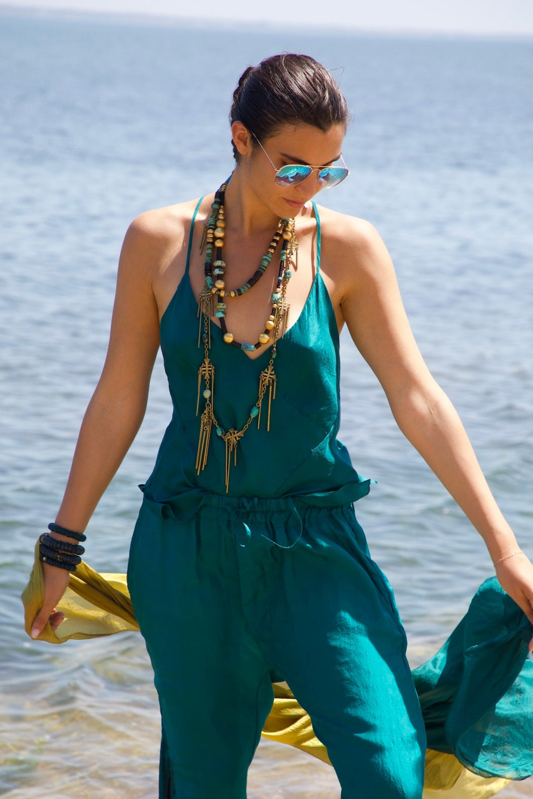Silk Straight Cami Vacances Aqua