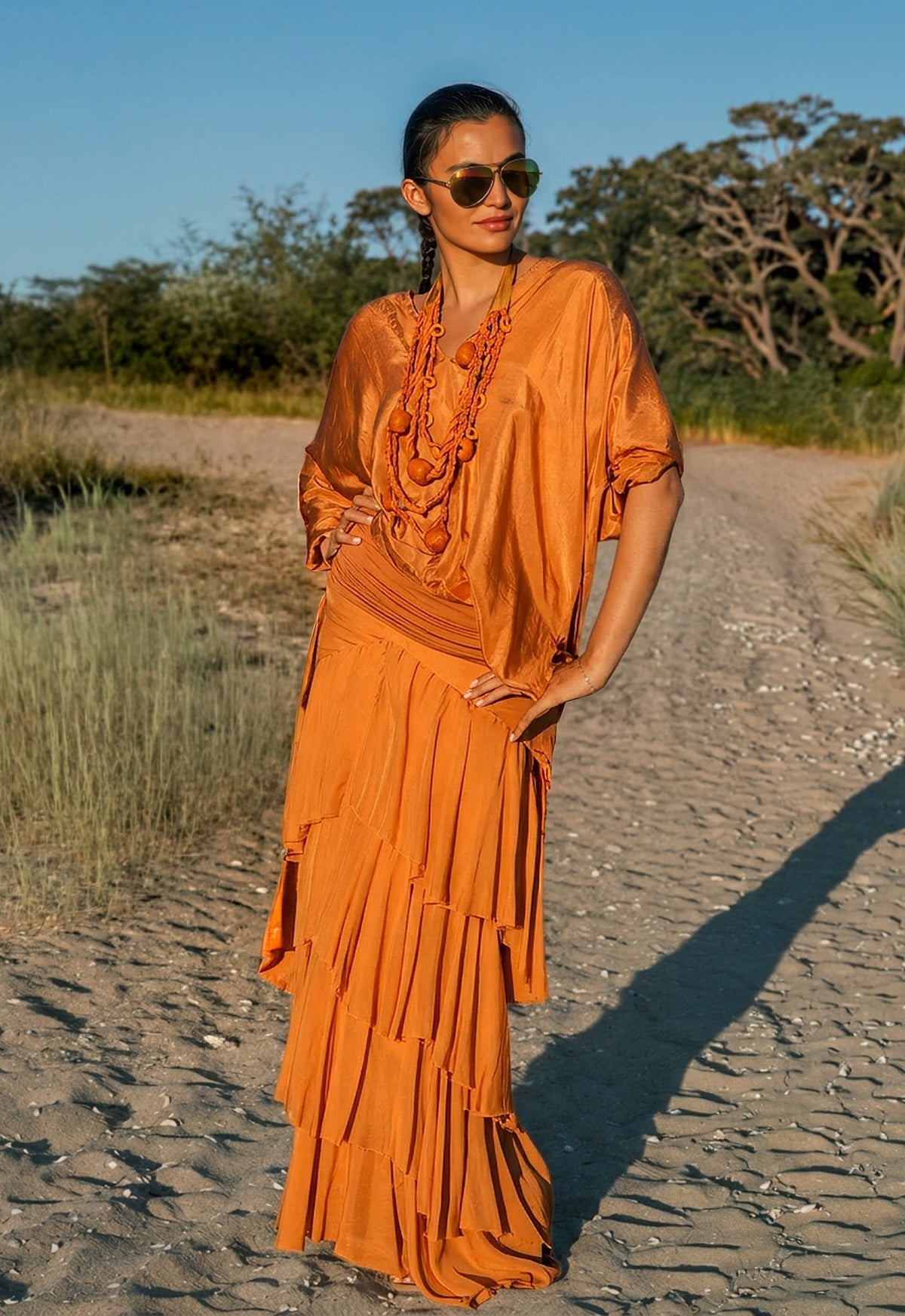 Silk Habotai Hooded Shirt Vacances Yam