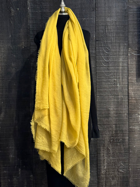 Frenckenberger Medium Woven Wool Scarf Faded Yellow