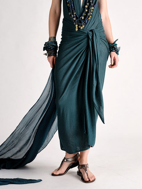 Linen Jersey Long Sarong wedgewood blue