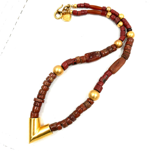 Robert Lee Morris Long Gold Chevron and Bauxite Necklace Urban Zen