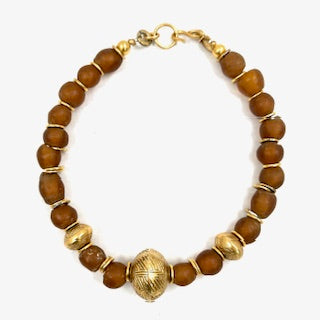 Robert Lee Morris African recycled amber glass bead choker Urban Zen