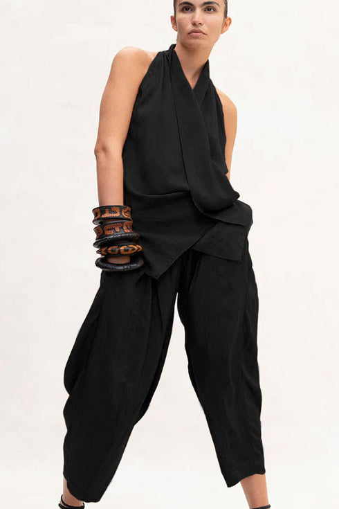 Parachute Silk V Neck Draped Top Urban Zen