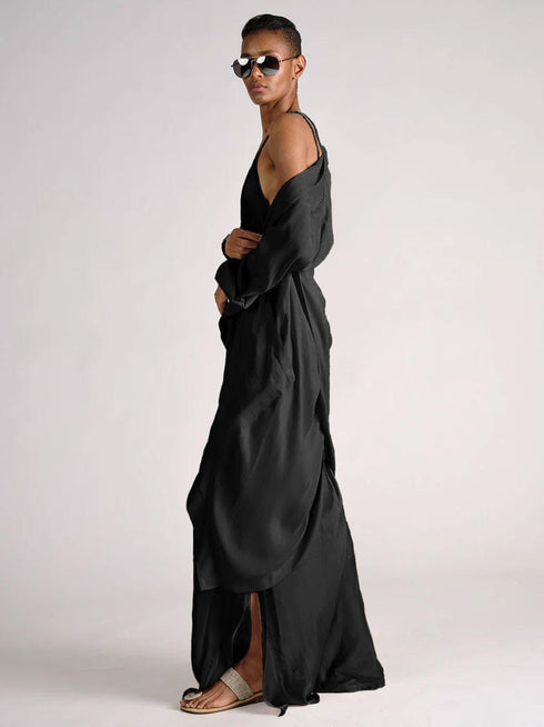 Parachute Silk Draped Cross Back Coat Urban Zen