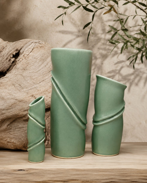 Robert Lee Morris Set of 3 Verdigris Vases Robert Lee Morris