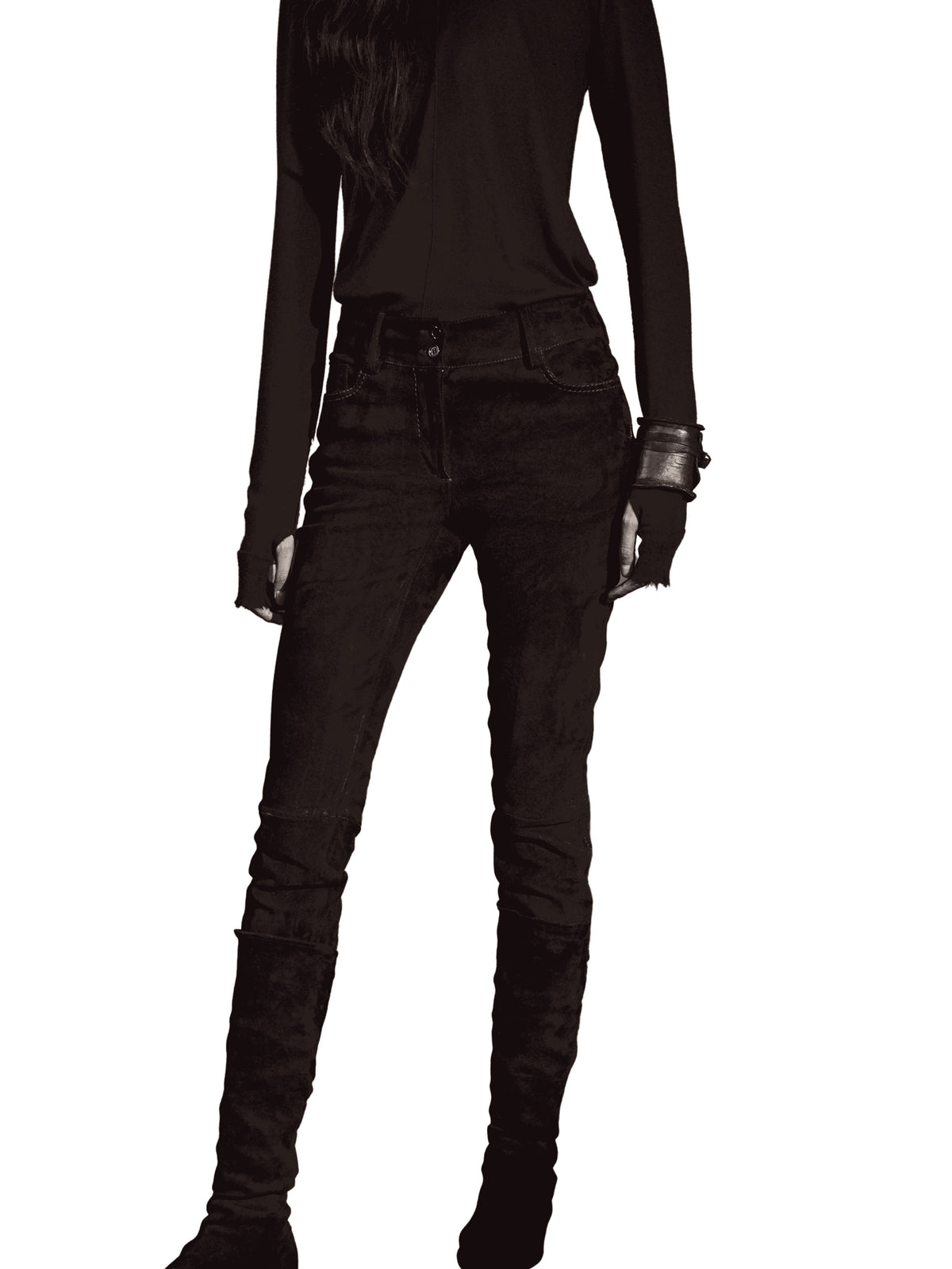 5 Pocket Suede Jean Black Urban Zen