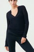 Ribbed Cashmere V Neck Top Indigo navy blue P S M L
