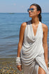 Linen Jersey Cowl Off Shoulder Top Grey XS S M L XL