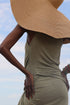 Linen Jersey V Neck Draped Top Jade