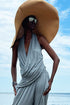 Linen Jersey V Neck Draped Top Vintage Denim