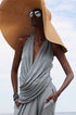 Linen Jersey V Neck Draped Top Vintage Denim