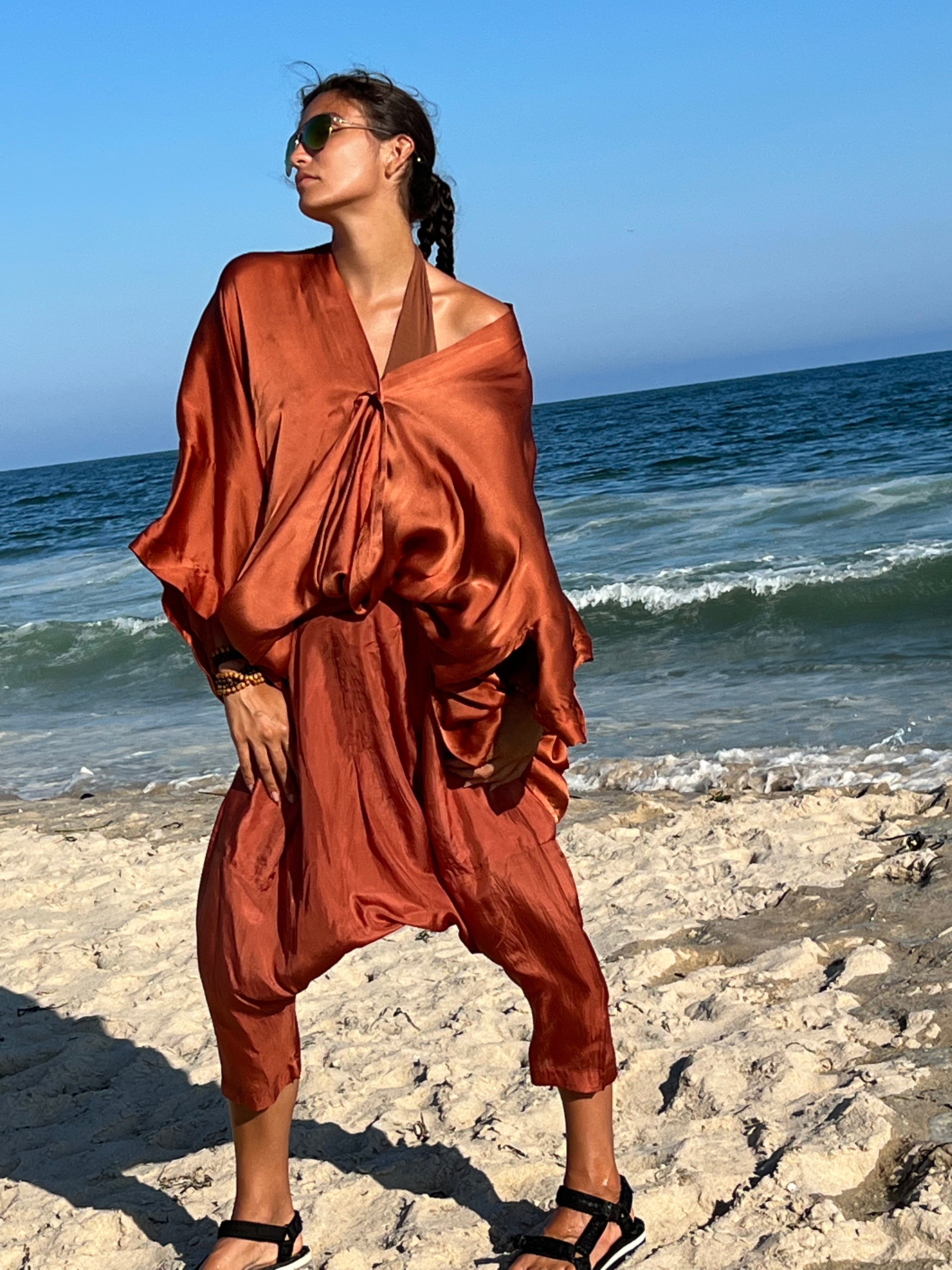 Solid Light Weight Silk Scarf sienna brown_Fez Pant_Sienna
