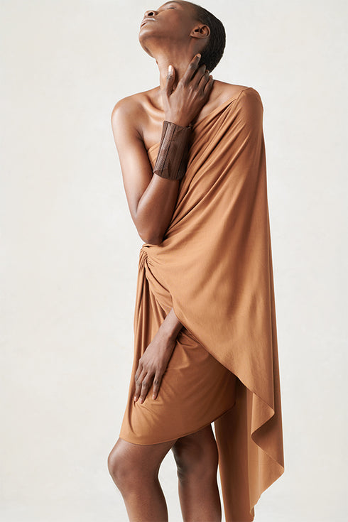 Jersey Short Cape Dress Rust XS S M L