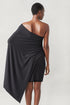 Jersey Short Cape Dress Black XS S M L