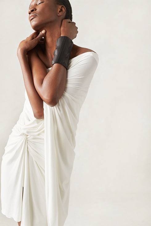 Jersey Short Cape Dress Ivory XS S M L