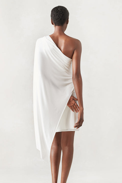 Jersey Short Cape Dress Ivory
