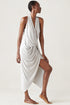 Jersey V Neck Draped Dress Grey XS S M L