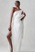 One Shoulder Cape Dress Ivory XS S M L