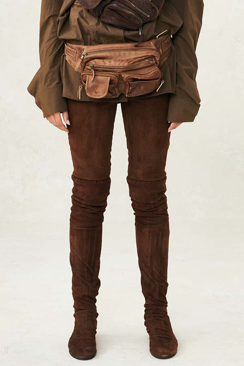 Skinny Stretch Suede Legging Russet XS S M L