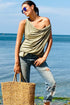 Linen Jersey Cowl Off Shoulder Top Jade XS S M L XL