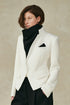Neoprene Notch Collar Structured Jacket Ivory P/S S/M M/L