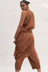 Silk V Neck Draped Top Rust brown XS S M L
