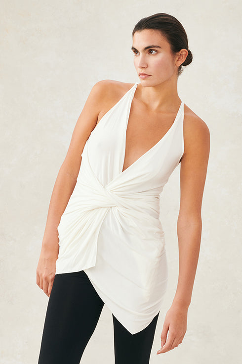 Jersey Twisted Top Ivory XS S M L