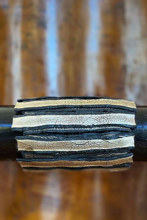 Grazia Fortuna Ward Black & Gold Thick Stripe Cuff