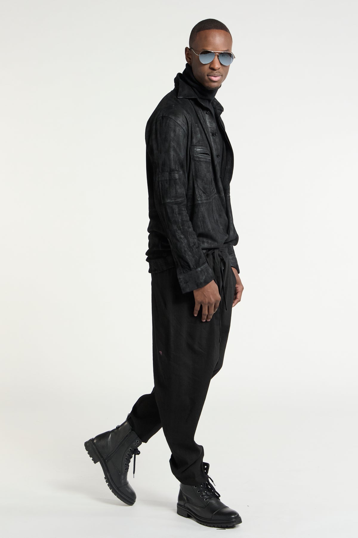 Men's Suede Oversize Shirt black