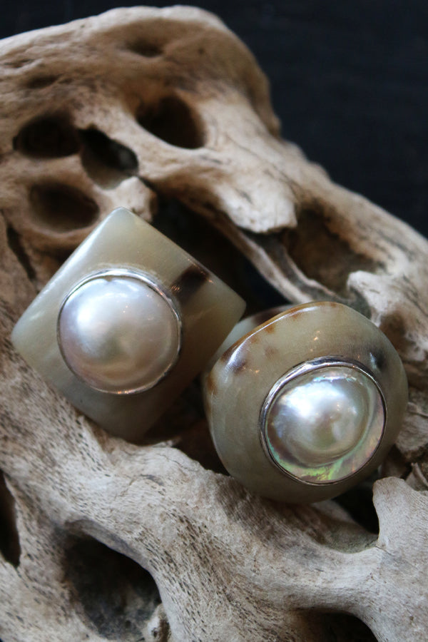 Carolyn Roumeguere Horn Ring with Pearl