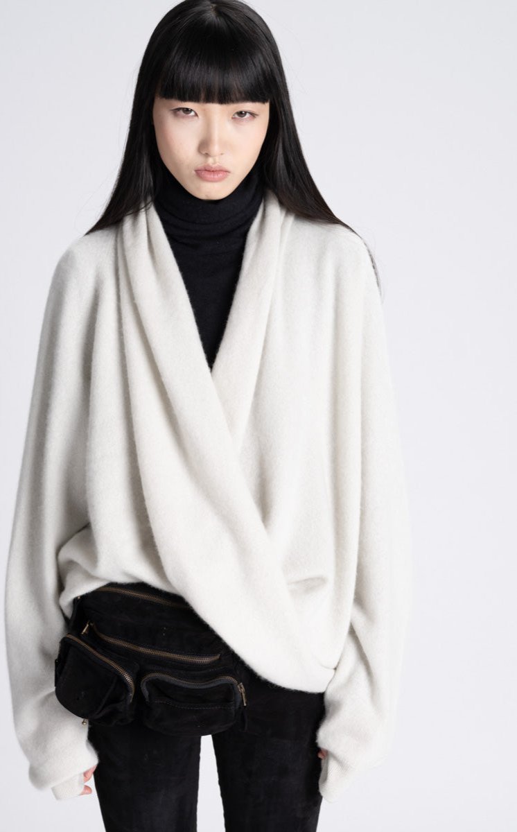 Faded Silver Cross Front Cashmere Sweater Frenckenberger