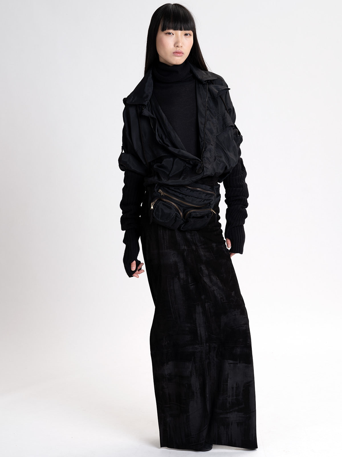 Suede Straight Skirt Black