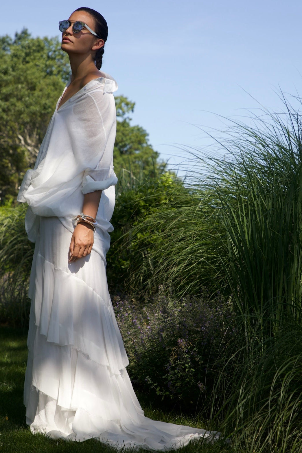 Cotton Gauze Cascade Ruffle Skirt Vacances OS