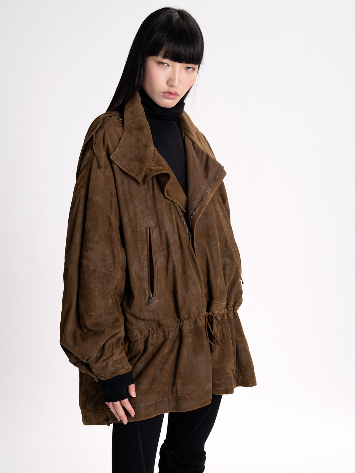 Waxed Suede Anorak Moss brown