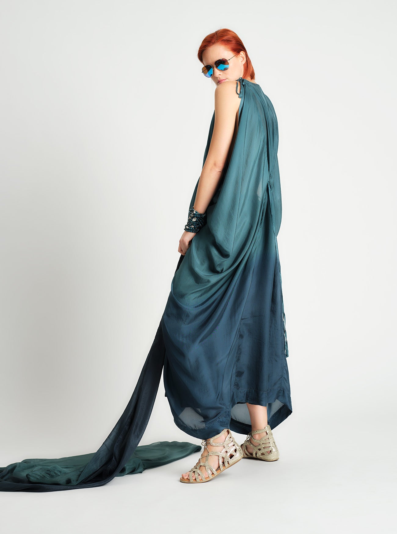 Silk Drawstring Kaftan Stonewater  O/S