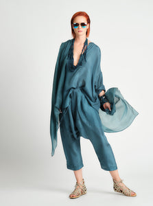 Pirate Shirt Wedgewood Blue Silk O/S