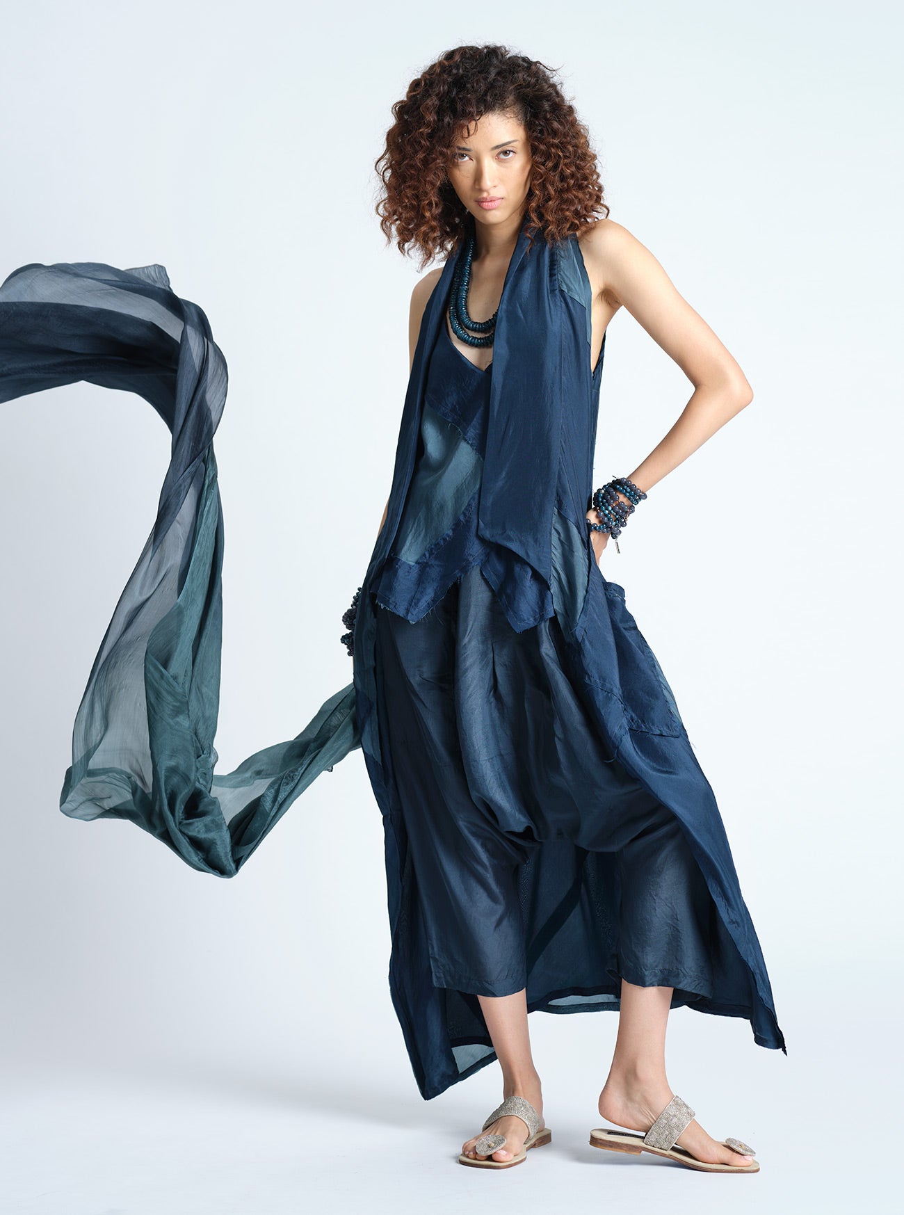 Solid Light Weight Silk Scarf Mossy Stone P/S M/L