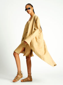 Suede Draped Coat Tan P/S S/M M/L