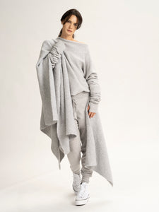 Cloud Cashmere Poncho Silver O/S