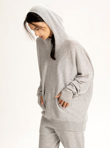 Airy Cashmere Oversized Hoodie Silver O/S