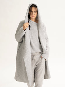 Cloud Cashmere Hooded Prayer Coat Silver P/S S/M M/L