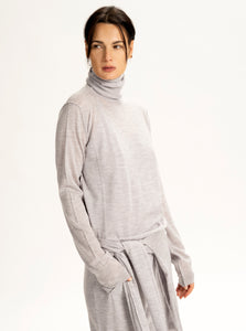 Pure Cashmere Turtleneck Sweater Silver P/S S/M M/L