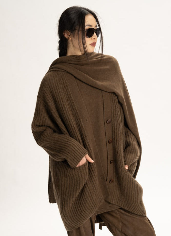 Lofty Cashmere Oversized Cardigan Urban Zen Moss P/S S/M M/L