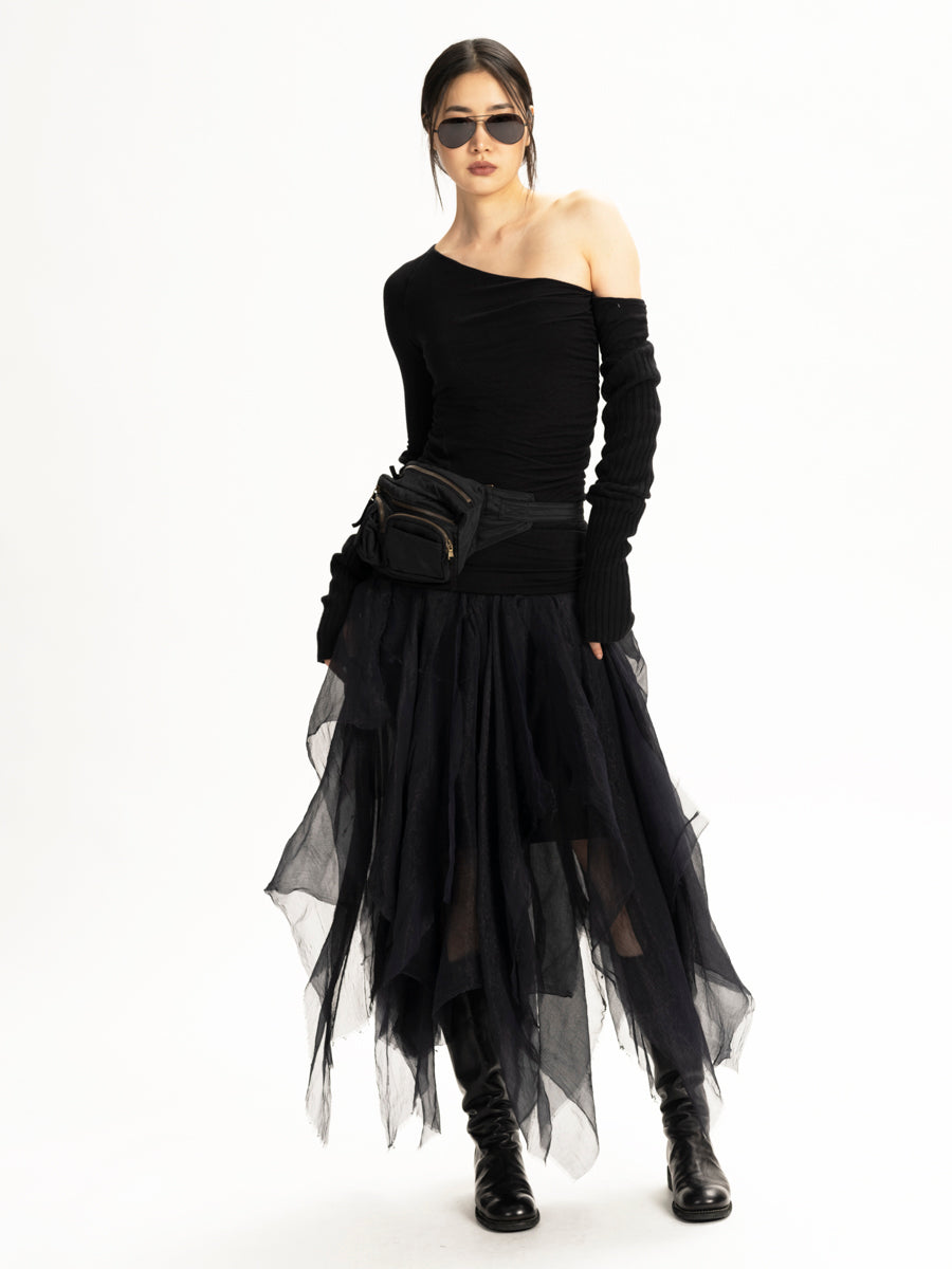 Metallic Chiffon Skirt