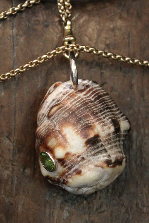 Carolyn Roumeguere Lamu Shell with Peridot Urban Zen