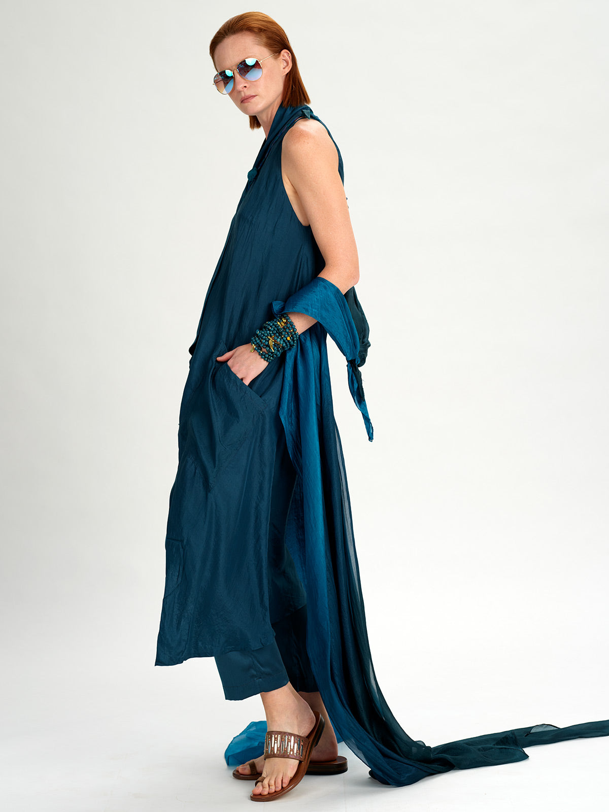 Silk Straight Vest Wedgewood blue
