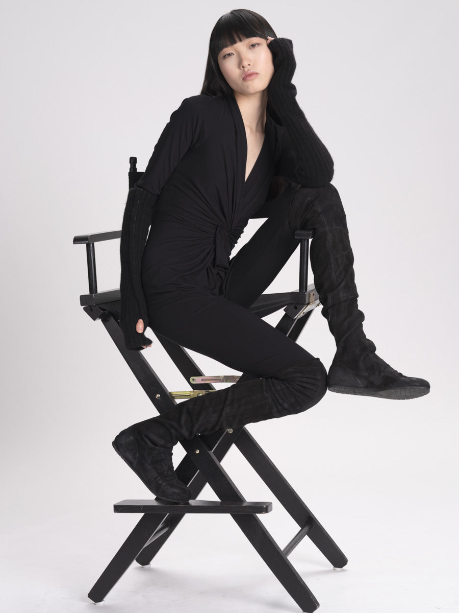 Jersey Twisted Draped Jumpsuit black