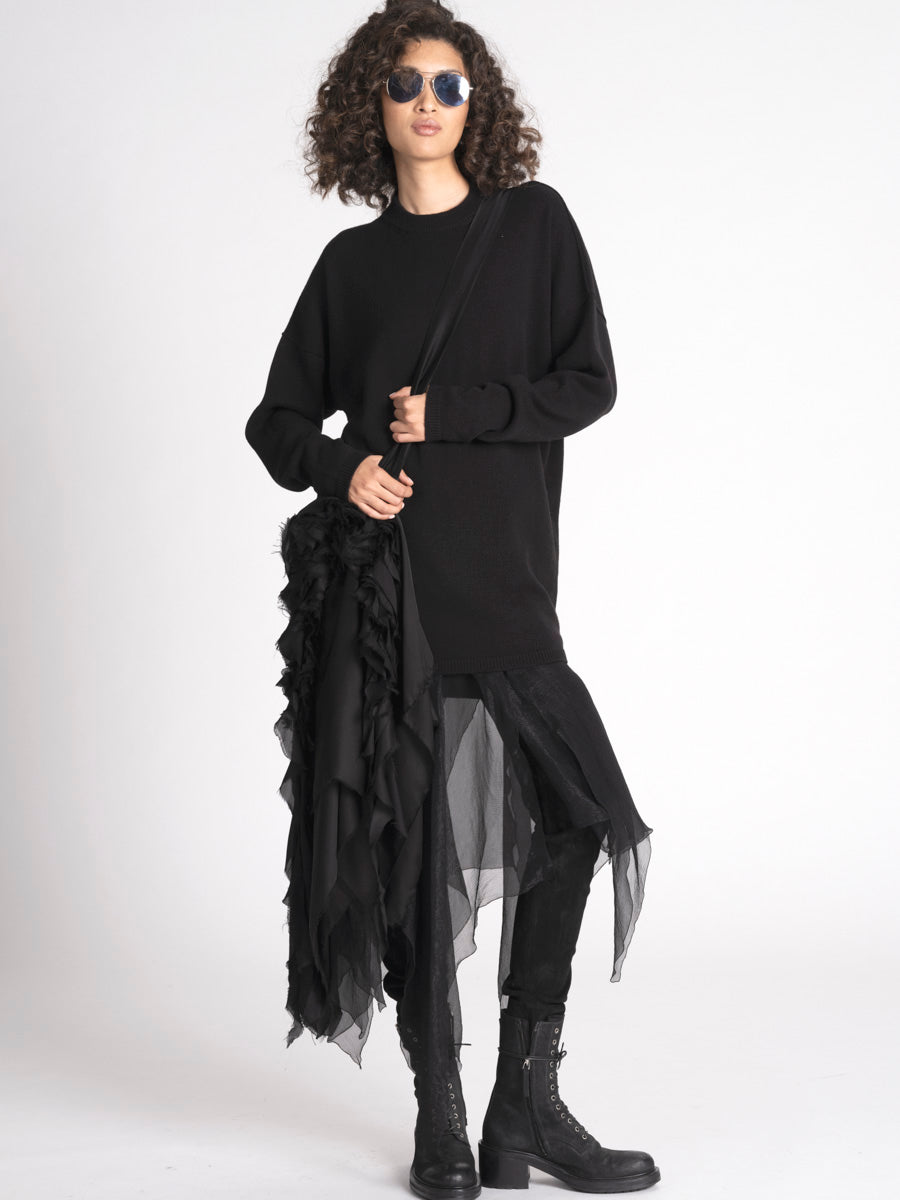 Lofty Cashmere Long Crew Neck Sweater