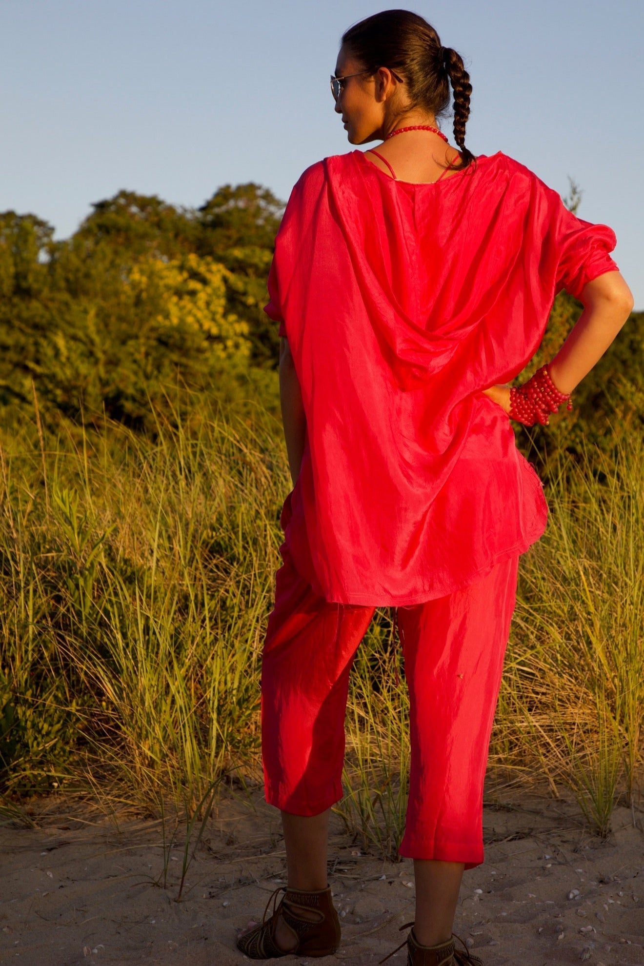 Silk Habotai Hooded Shirt Vacances