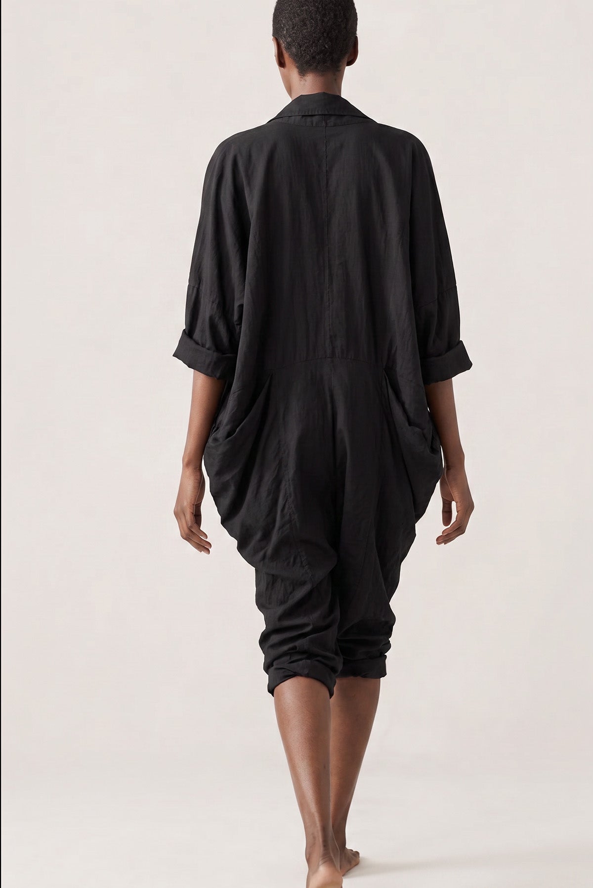 Breezy Cotton Crossover Jumpsuit Black P/S